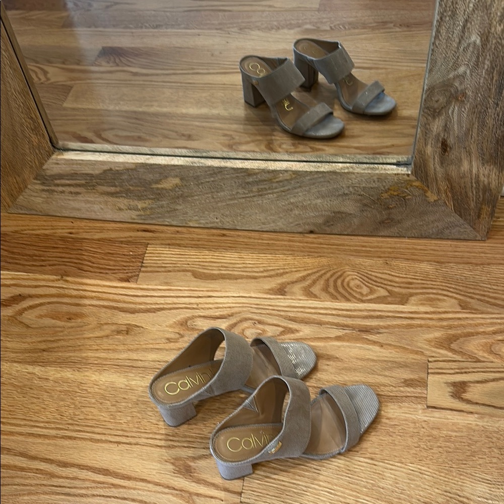 Calvin Klein Gray Women's Heeled Sandals - size US 8, EU 38